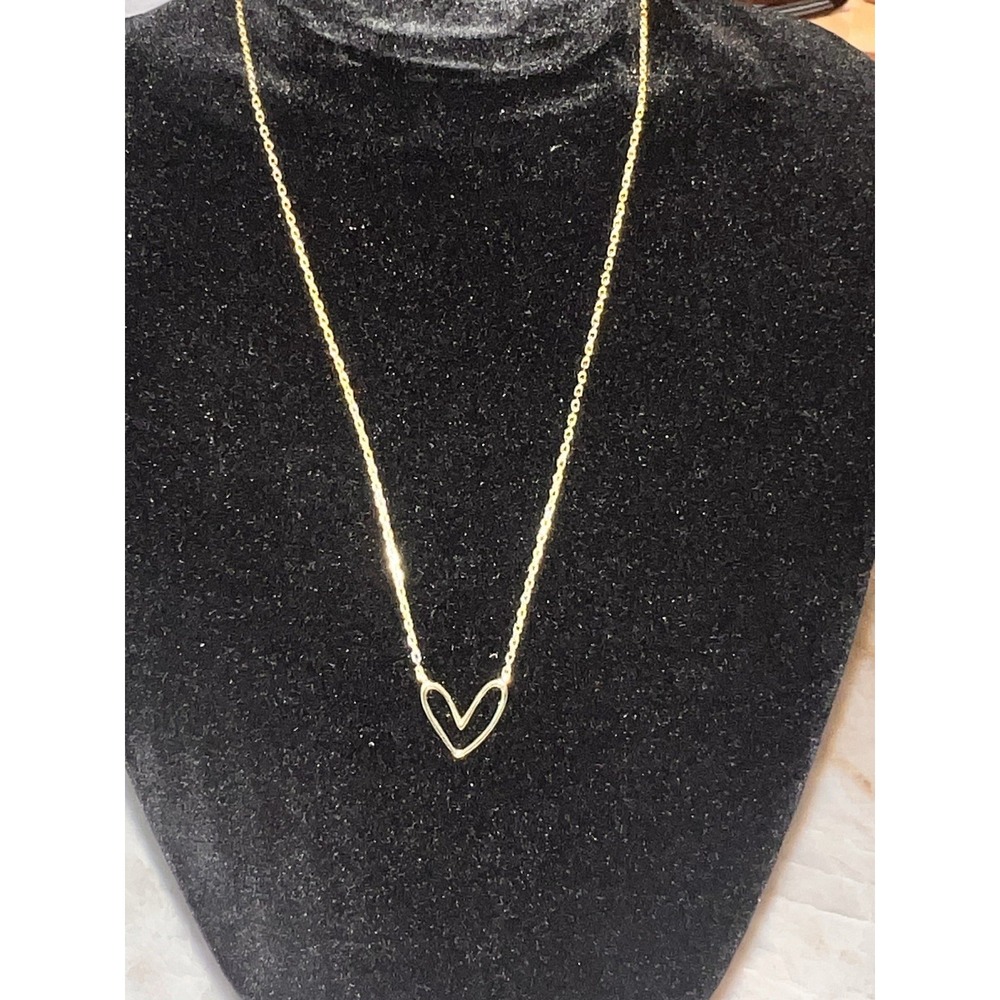 14K Gold Plated Sterling Silver 16 + 2" Necklace Heart Pendant NEW